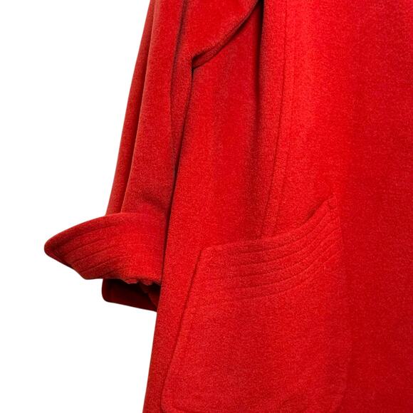 Oscar de la Renta Size 16 Orange Wool Angora Blend Button Up High Collar Coat - Picture 5 of 9